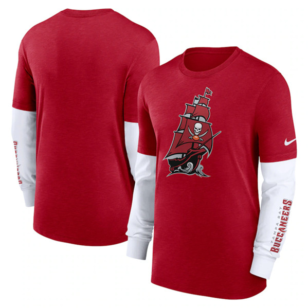 Men's Tampa Bay Buccaneers Heather Red Slub Fashion Long Sleeve T-Shirt